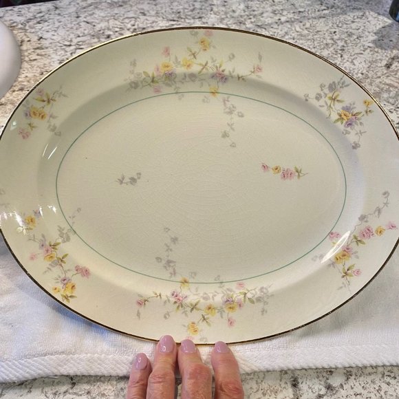 Vintage POPE GOSSER CLEMENTINE China USA Oval Serving Platter - Picture 1 of 5